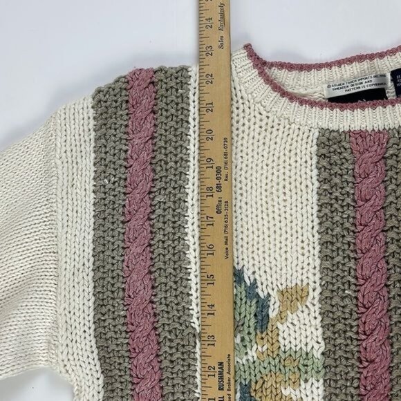 Vtg 1990 Hunters Run Pullover Sweater Women's Large pink cream tan - Picture 7 of 14